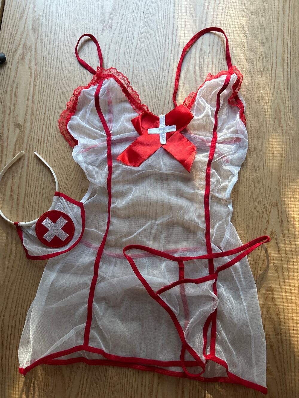 #11 New Women's 3Pc super Sexy Nurse Halloween 🎃Costume Lingerie Stretchy Small